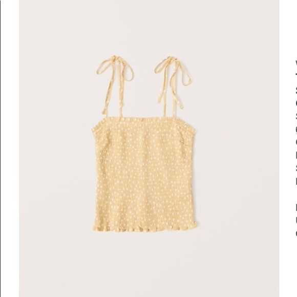 Abercrombie & Fitch Tops - Abercrombie and Fitch Tie-strap Smocked yellow polka dot cami. Size small